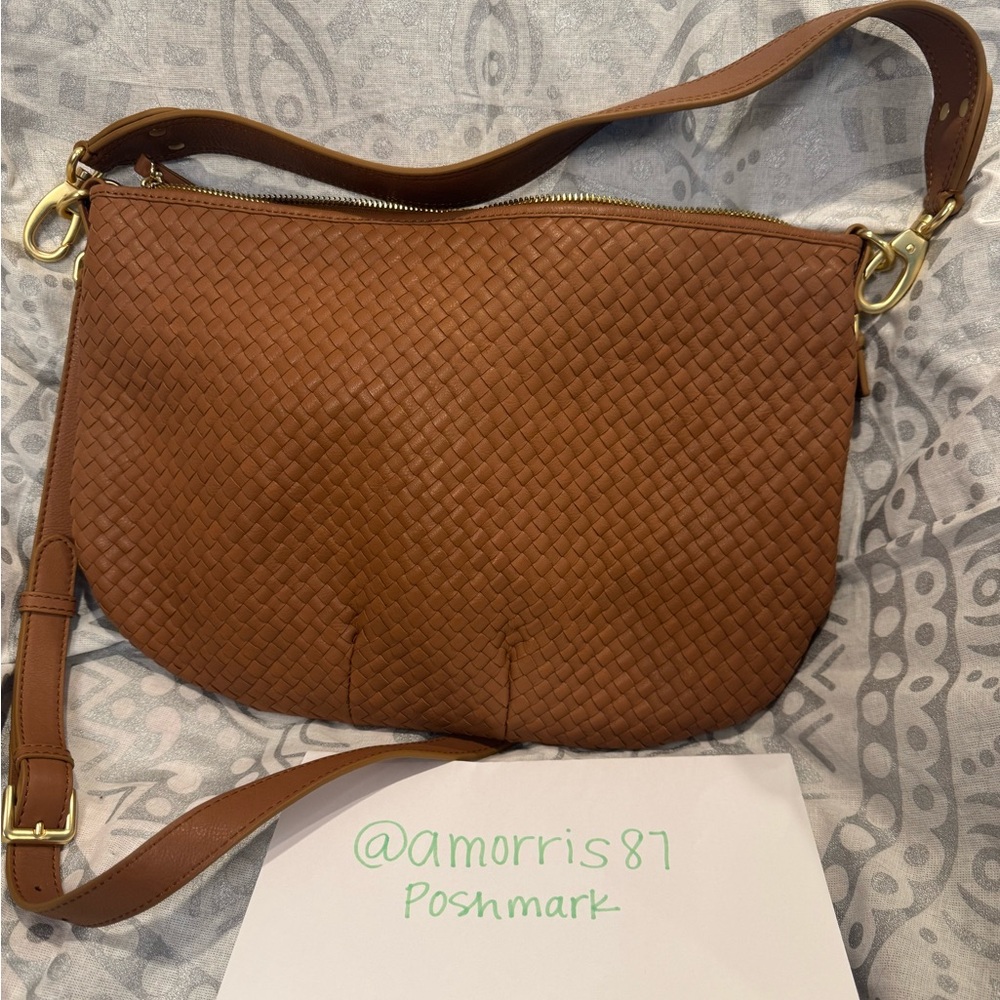 Italian Leather Convertible Crescent Handwoven Shoulder Bag
